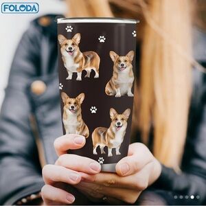 {NEW} Foloda 20oz Stainless Steel Corgi Printed Tumbler with Lid